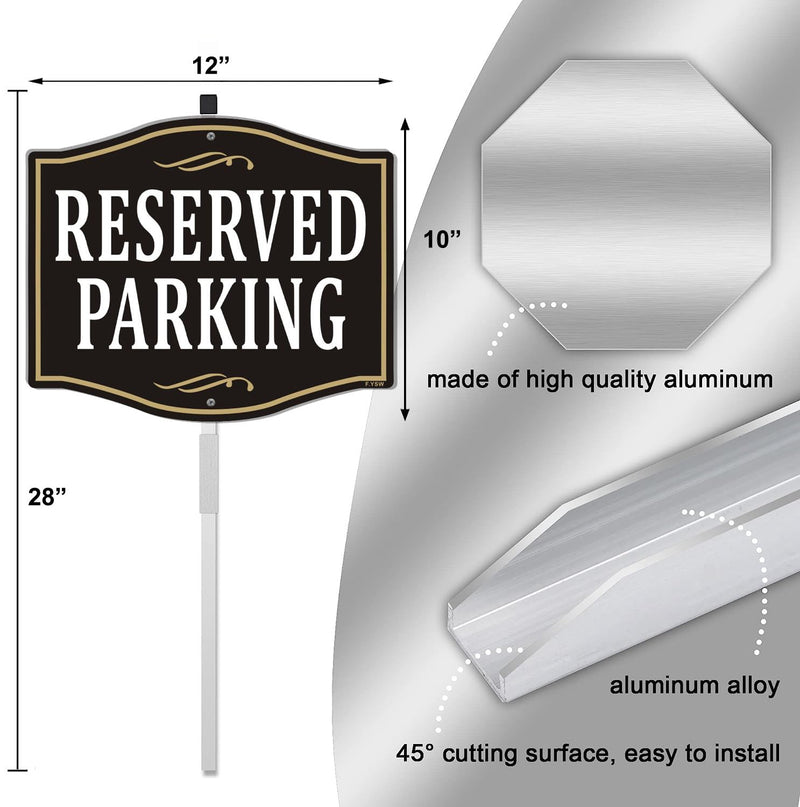 Reserved Parking Sign 12" x 10" With 28" Long Metal Stakes Reserved Sign With Stand Aluminum Outdoor Use Yard Business Sign