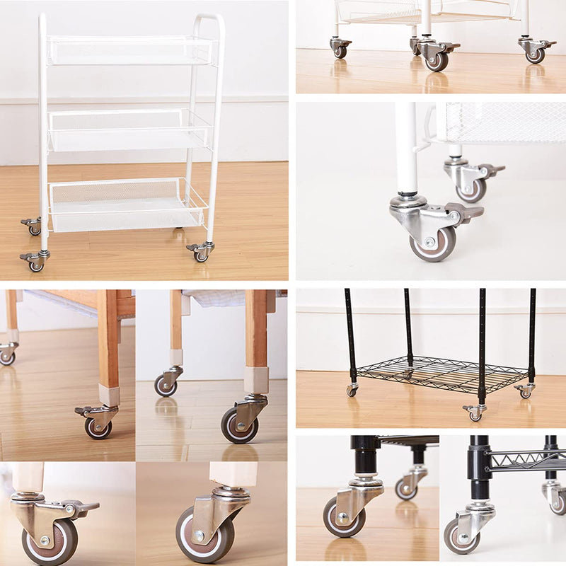 [Australia - AusPower] - 2 Inch Rubber Caster Wheel Set of 4(2 with Brakes & 2 Without) with 5/16" x 1-1/2" (8 x 38mm) Stem Sockets, for Furniture Crib Trolley Dining Car Casters 2 With Brakes & 2 Without Brakes 