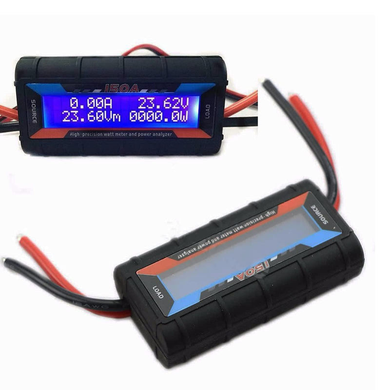 [Australia - AusPower] - 150A RC Watt Meter Analyzer High Precision with Backlight Digital LCD Screen for voltage (V) current (A) Power (W) Charge(Ah) and Energy (Wh) Measurement (150A) -DC 0-60V Volt Amp Wattage Checker 
