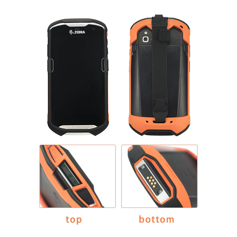 Protective Cover Bumper Case Rugged Boot with Hand Strap for Zebra TC51 TC510K TC52 TC56 TC57,Slim TPU Scanner Cover,Barcode Touch Mobile Computer Accessories (Orange) Orange