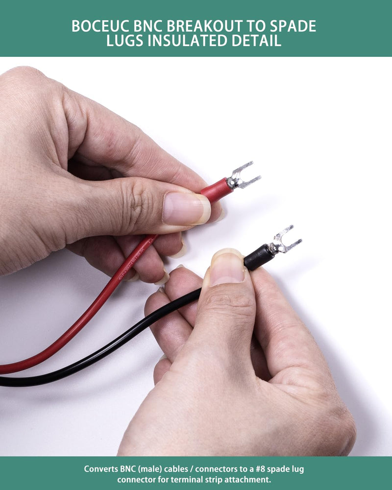 [Australia - AusPower] - BNC Test Leads, BNC Jack to Spade Lugs, Test Lead Breakout Cable for Multimeter, 5A Current Rating, 1 Pack Male Plug 
