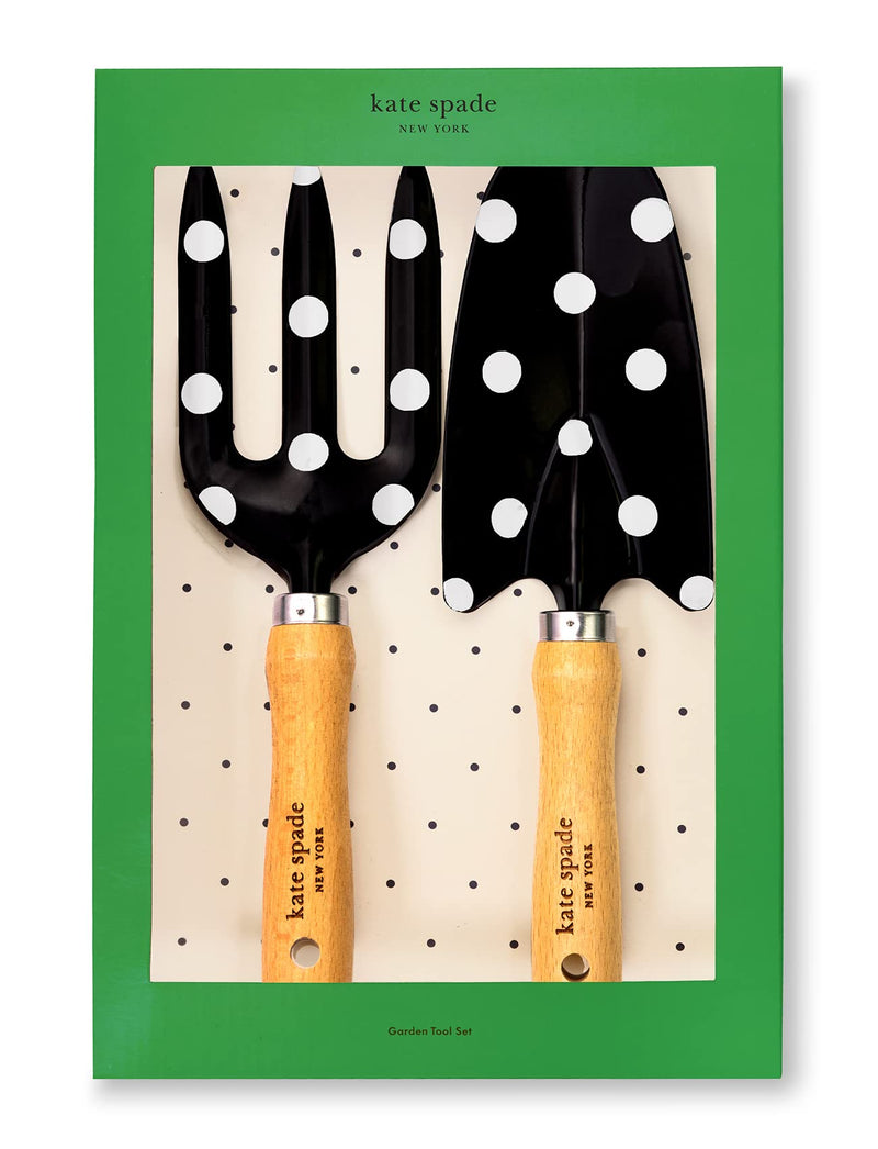 Kate Spade New York 2 Piece Gardening Hand Tools, Cute Garden Tool Set Includes Hand Rake and Trowel (Picture Dot)