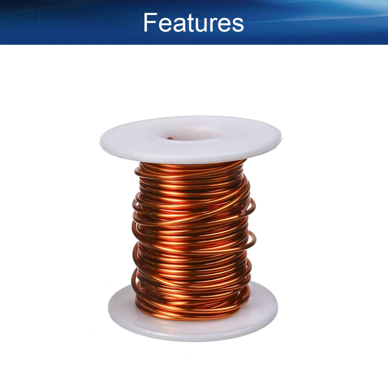 Heyiarbeit 14 AWG Magnet Wire Enameled Copper Wire Enameled Magnet Winding Wire 32.8 ft 0.0591" Diameter Temperature Rating 155? Magnetic Coil for Motors Transformers Inductors Inner Dia: 1.50mm,Length: 32Ft