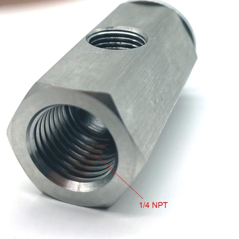 [Australia - AusPower] - Stainless Steel 1/4 NPT Female to 1/4 NPT Male with 1/8 NPT Port Oil Pressure Sensor Tee Use to add oil pressure gauge and Turbo Supply Feed Line 