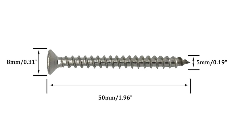 [Australia - AusPower] - 5 x 50mm Screw, Flat Head, Phillips Drive, Self Drilling, 304 Stainless Steel Drywall Wood Screws 50Pcs 5 x 50mm 