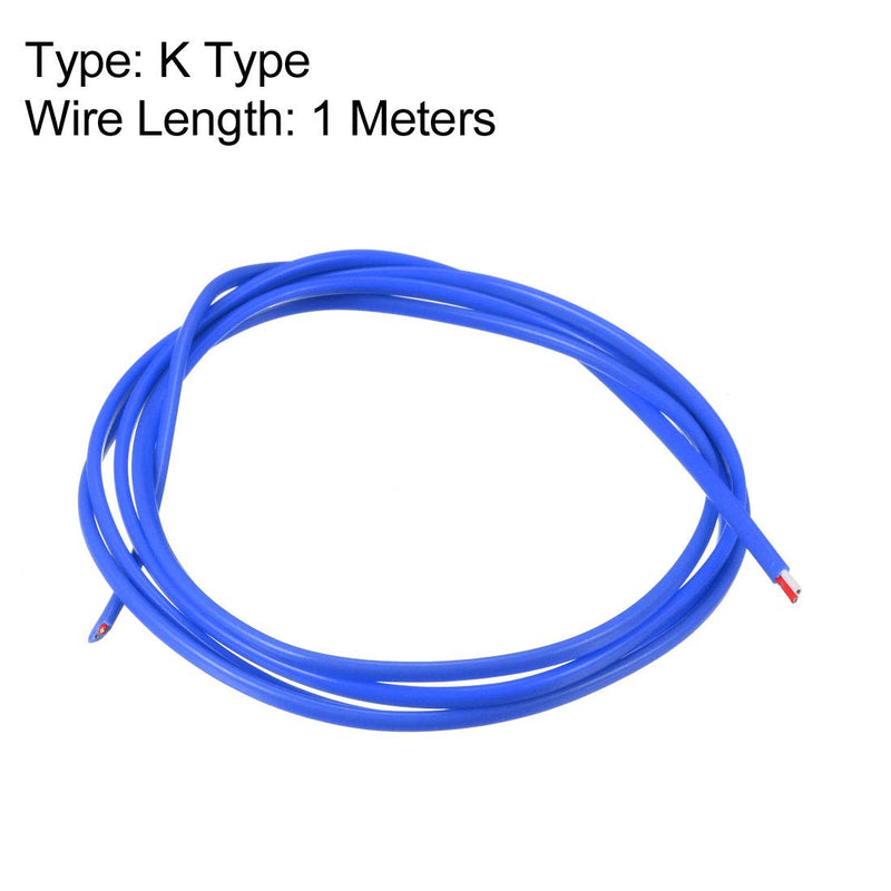 [Australia - AusPower] - Uxcell K-Type Thermocouple Wire, 2x0.5mm Stranded, Blue PTFE, 1 Meter 1m 