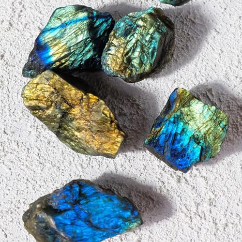 Erliway 1Pc Labradorite Raw Crystal Healing Stone for Tumbling 0.22-0.44 lb