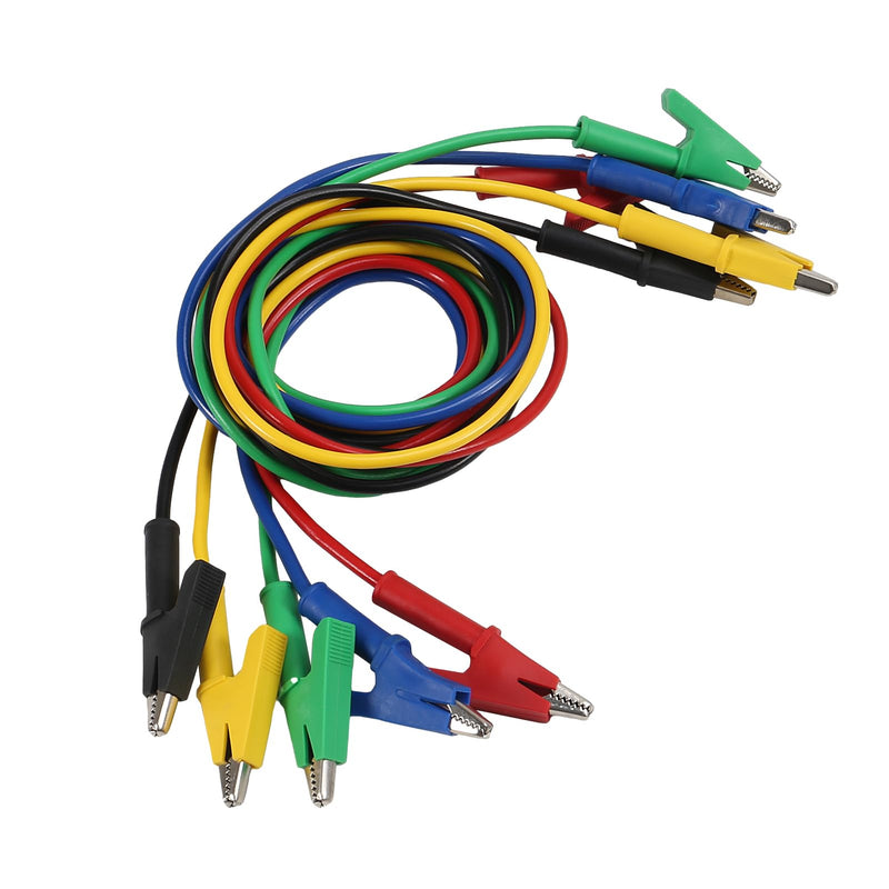 [Australia - AusPower] - 5PCS Alligator Clips Test Leads Dual Ended Crocodile Wire Cable with Insulators Clips Test Flexible Copper Cable for Electrical Testing 3.3ft/1m 