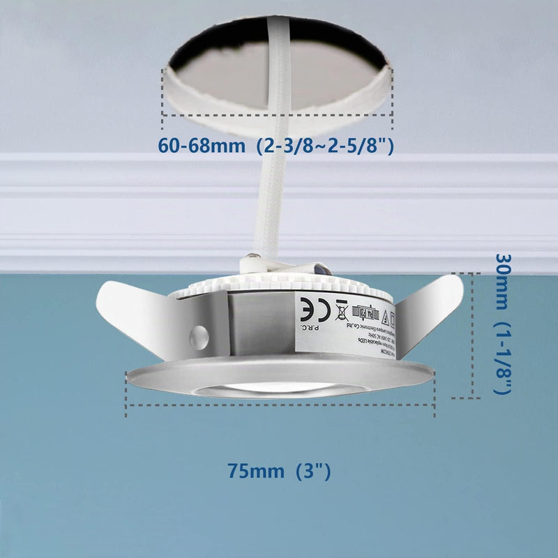 HiBay LED Spot 5 W LED Recessed Spotlight, Flat IP44, Bathroom Ceiling Spotlights, Round, Matt, Nickel Recessed Lights, 3000 K, Warm White, 500 lm, Set of 6 (Pack of 1) Brushed: Warm White