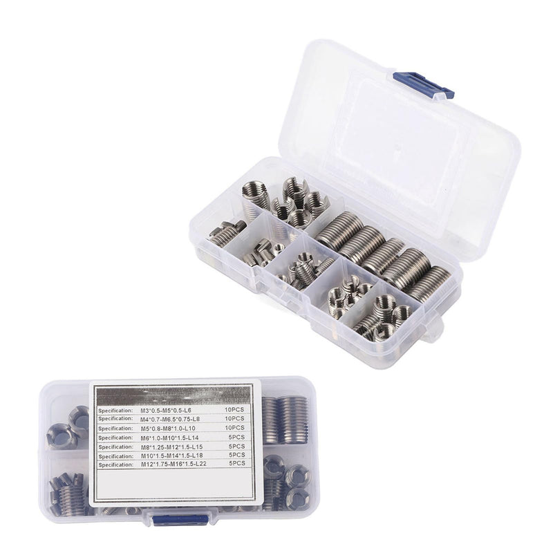 [Australia - AusPower] - Stainless Steel Thread Insert Set - Strengthens and Repairs Screws with Ease - 50 Pieces Internal Thread SelfTapping Inserts for High Strength and Stability, Vibration 