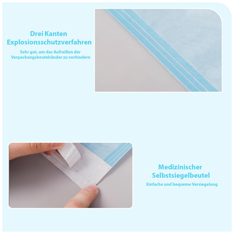 50 x Medical Self-Sealing Sterilisation Bags, 90 x 165 mm, Sealing Sterilising Bags, Disposable Sterilisation Bags, Dental Sterilisation Bags