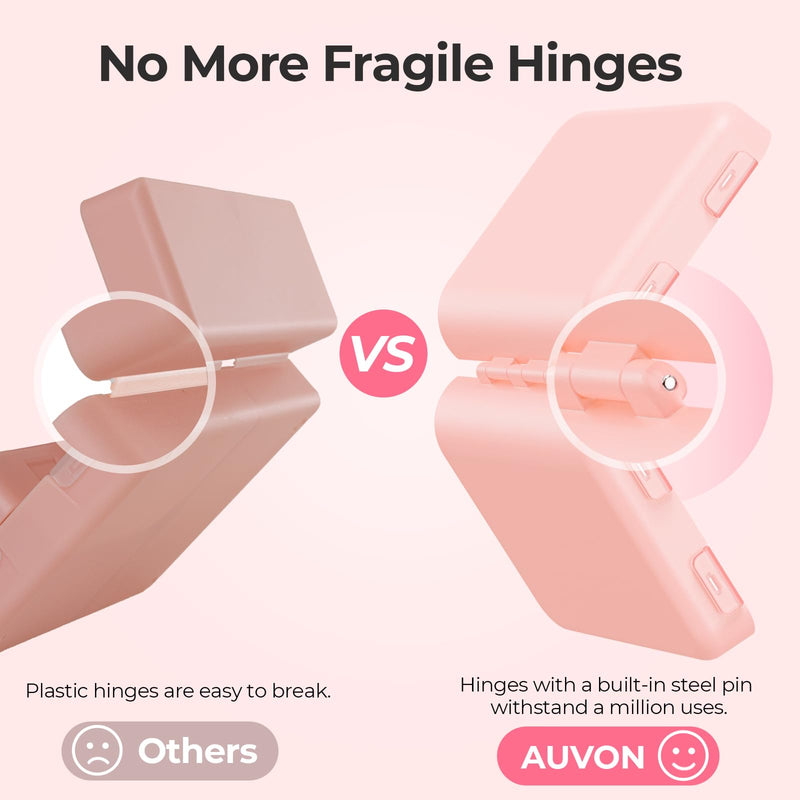 [Australia - AusPower] - AUVON Daily Pill Organizer Fit with Your Purse or Pocket, Compact Travel Pill Box Case with Slim Folding Design and Long-Lasting Hinges to Hold Vitamin, Fish Oil, Supplement or Jewelry(Pink) Bright Pink 