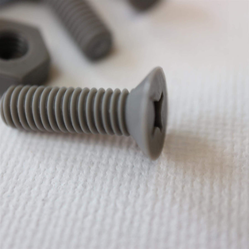 [Australia - AusPower] - 20 x Grey Countersunk Screws Polypropylene (PP) Plastic Nuts and Bolts, Washers, M6 x 20mm, Anti-Corrosion, Chemical Resistant, Gray, (15/64 x 25/32 in) 