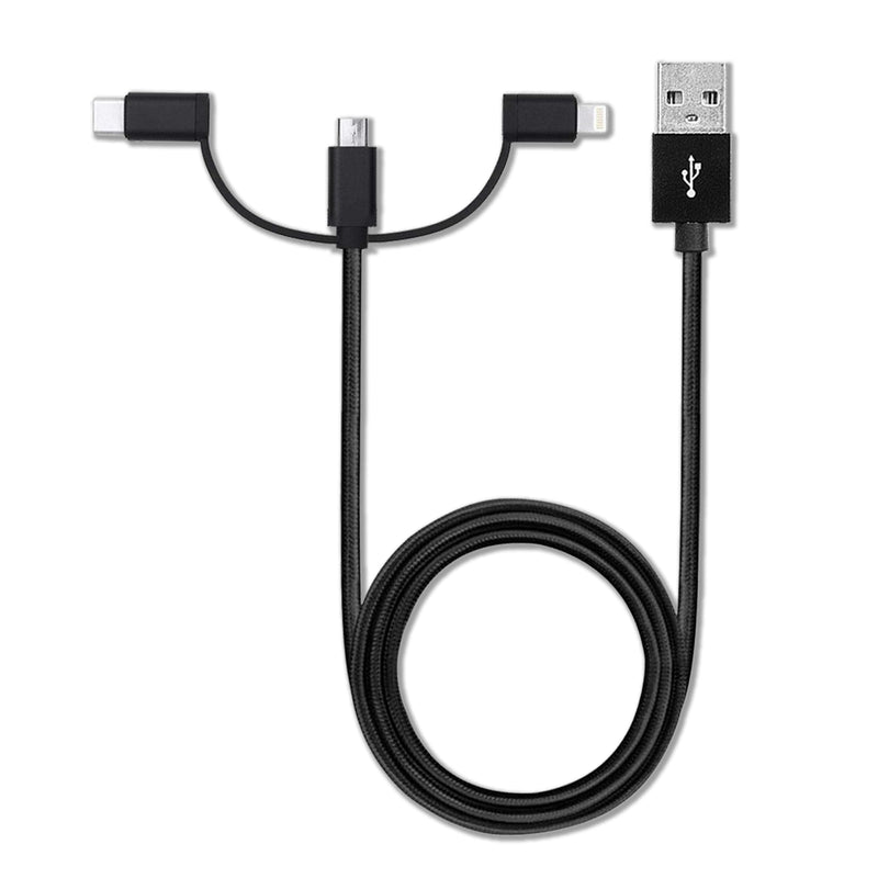 BoxWave Cable Compatible with Bumpboxx Retro Pager - AllCharge 3-in-1 Cable - Jet Black