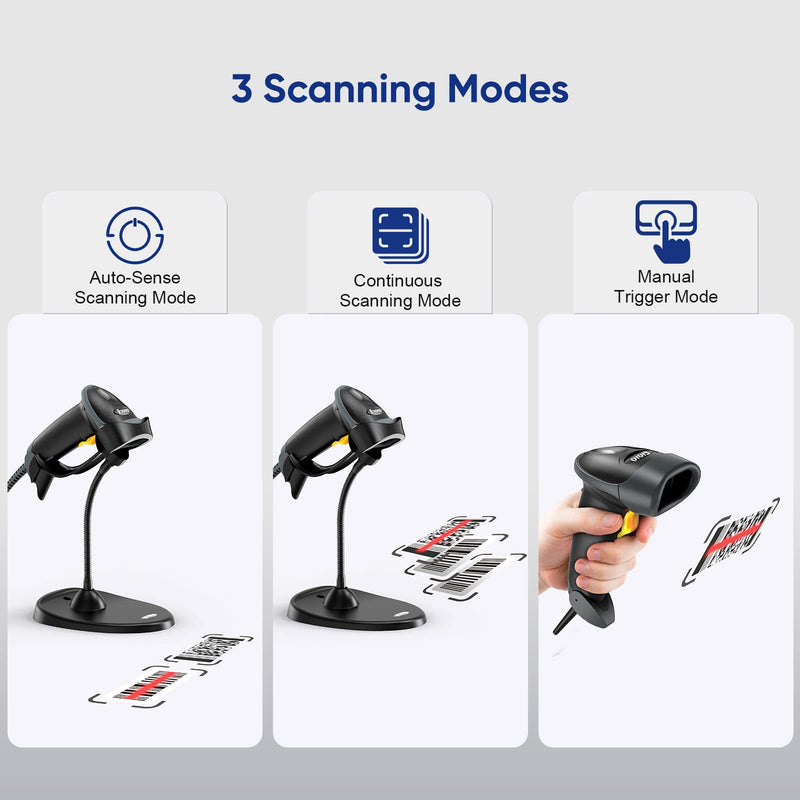 [Australia - AusPower] - Eyoyo Handheld 2D Barcode Scanner with Gooseneck Stand, Automatic USB Wired QR Code Scanner Bar Code Reader Support Screen Scanning for PC POS System Library Store Supermarket Check-Out, Inventory 