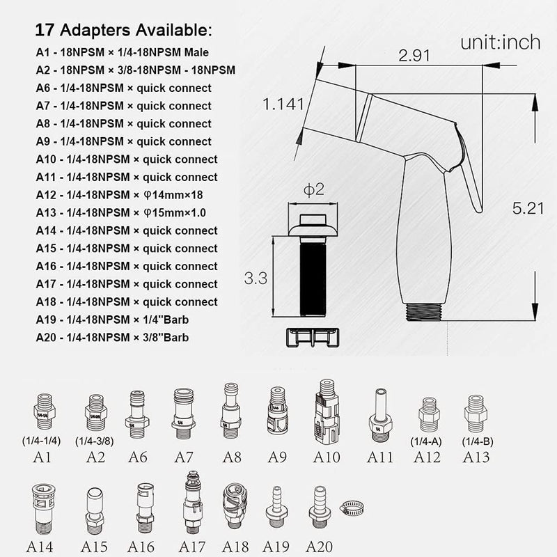 Kitchen Sink Sprayer, Houtingmaan Side Sprayer, Sprayer Head Replacement,Sink Spray head,17 ADAPTERS,Sink Sprayer Chrome Dual Function Mode