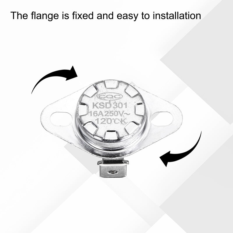 [Australia - AusPower] - uxcell KSD301 Thermostat 120℃/248°F 16A Normally Open N.O Temperature Switch for Microwaves,Oven,Coffee Maker 8 Pcs,Ceramic Material 