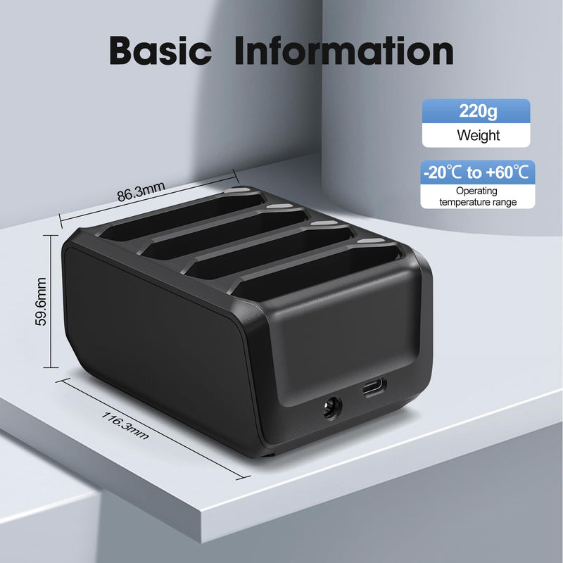 [Australia - AusPower] - Battery Charger for Zebra Symbol TC70 TC72 TC75 TC77 TC700h TC700k TC720l TC75x TC75EK TC75AH TC75GK TC700H TC700K TC77HL, 4-Slot Charging Cradle Charging Accessories for Scanner battery charger 