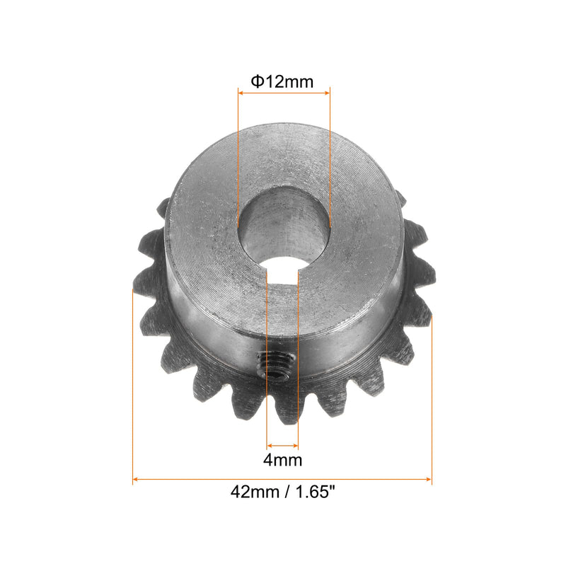 [Australia - AusPower] - 2pcs Bevel Gear 2M 20 Teeth 12mm Shaft Hole 1:1 Tapered Pinion Gear with 4mm Keyway 45# Steel 2 Module 90 Degree Steering Gear with M5 Fixing Hole, for Hardware Mechanical Rotation 12 mm 