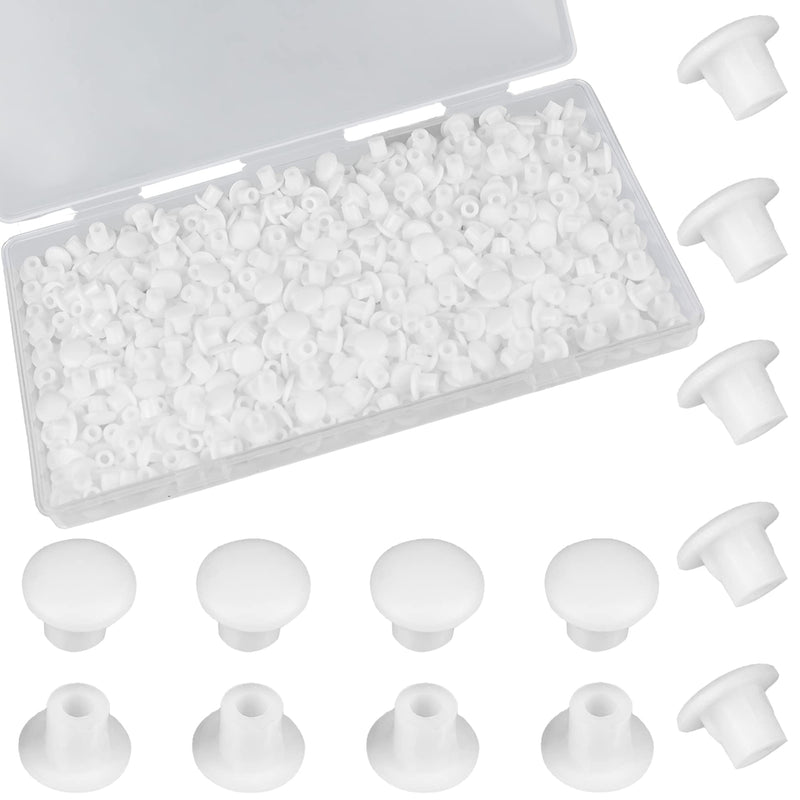 500Pcs 5mm(3/16Inch) Plastic Hole Plugs White Screw Cap Drilling Covers Round Button Plugs for Cabinet Cupboard Shelves License Plate Furniture Hardware 500pcs*0.19"(5mm)