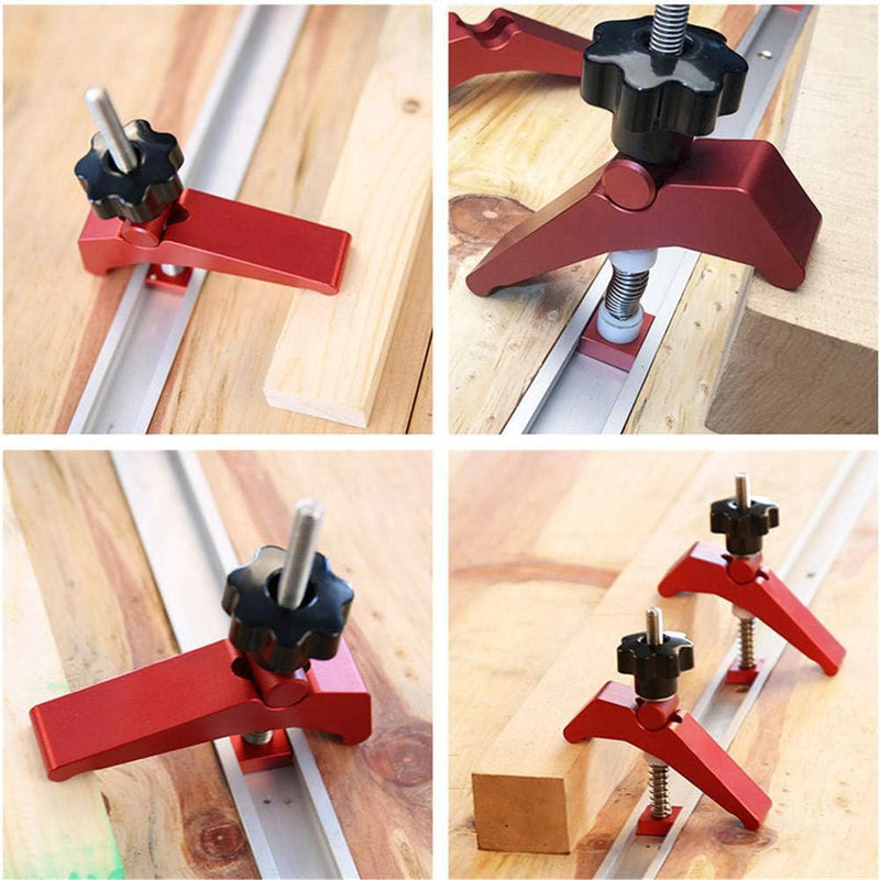 2 Pack T Track Hold Down Clamps Woodworking T Slot Clamp 3/4 Inch Dog Hole Clamp Quick Acting Aluminum Alloy 2 Pack