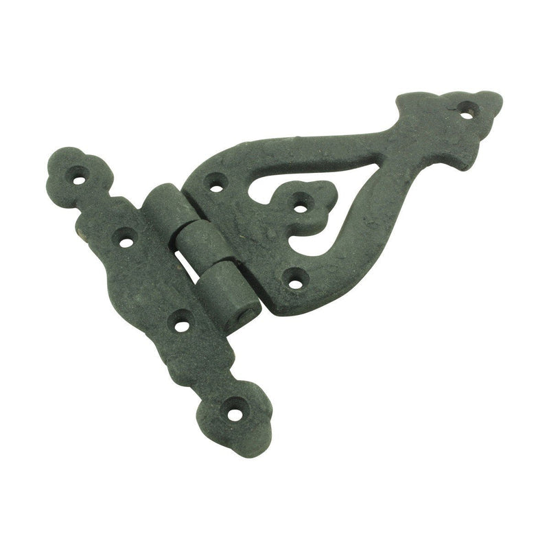 Renovators Supply Manufacturing Black Wrought Iron Strap Door Hinges 5-3/8 Inch Rustic Barn Cabinet Hinges RSF Rust Resistant Victorian Flush Mount Hardware with Screws Pack of 1