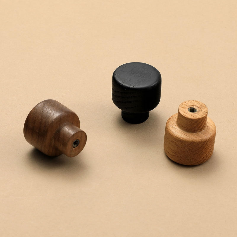 10 pcs Walnut Wood Round Chinese-Style Cute Cabinet Door Handles Cabinet Drawer Pulls Single-Hole Wardrobe Knobs Wooden Door 10