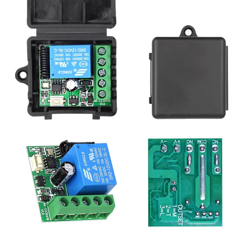 Gebildet 433MHz Universal Remote Control Switch Wireless DC 5-30V 1 Channel Relay Receiver Module RF Transmitter Momentary Toggle Latch for Gate Open Door LED Pump Car (Transmitter 1 Button+1 Receiver 1Channel) 5-30 VDC