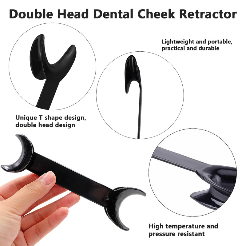 [Australia - AusPower] - 8 Pack Black T-Shape Cheek Retractor, 4 Large Size+4 Small Size Double Head Mouth Opener Retractors for Teeth Whitening, Dental Lip Open Holder Mouth Widener Orthodontic Oral Care Tool 