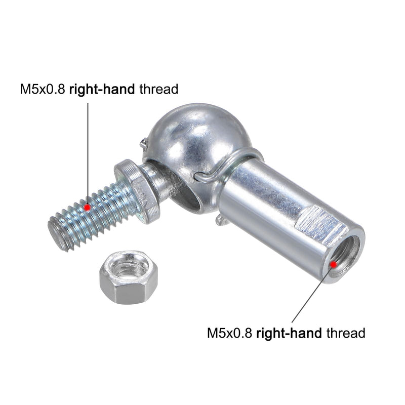 [Australia - AusPower] - uxcell 4pcs CS8 M5 Angle Ball Joint, M5x0.8 Right Hand Thread, A3-Steel Self-lubricating Ball Socket End Fitting 