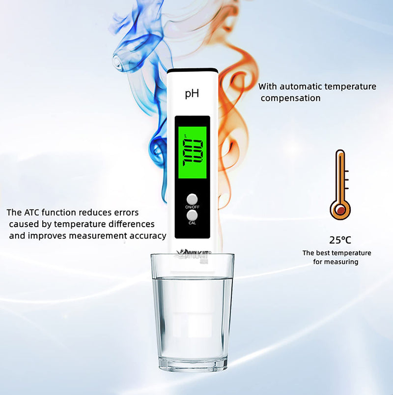 [Australia - AusPower] - Water Tester PH Meter, Digital PH Meter 0.01 PH High Accuracy Water Quality Tester with 0-14 PH Measurement Range for Household Drinking, Pool and Aquarium Water PH Tester Design with ATC 