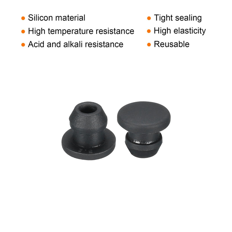 [Australia - AusPower] - MECCANIXITY Silicone Snap in Locking Hole Plugs Rubber Panel Seal Cover Flush Type Panel Round for Kitchen Rubber Bulkheads Waterproof Sealing Plugs 6mm/0.24 Inch Diameter Black,Pack of 20 