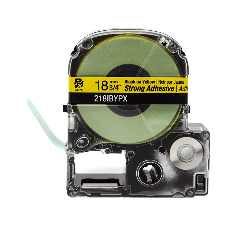 [Australia - AusPower] - Epson LABELWORKS 218IBYPX Genuine PET Tape Cartridge - Black on Yellow Strong Adhesive Standard Industrial Label Maker Tape - 3/4" (18MM) Wide, 30 ft 