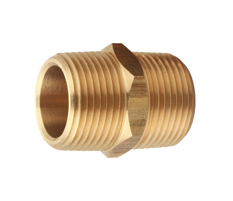 [Australia - AusPower] - 3/4 Inch NPT Brass Nipple Male Pipe Fitting Adapter, Hex Nipple, (3/4 inch x 3/4 inch NPT Male, 2 Piece), Straight Connector Pipe Fitting 3/4" x 3/4" NPT Male 
