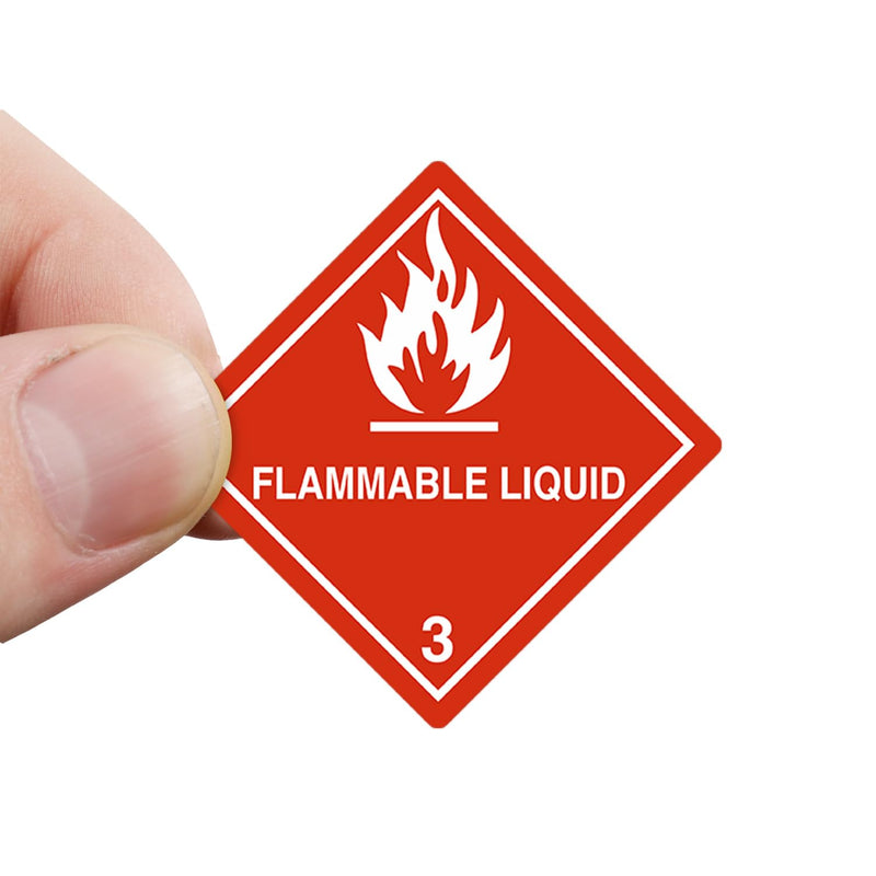 SmartSign (500/Roll) DOT Hazmat Class 3 Flammable Liquid Labels with Symbol - 4" x 4" Diamond, 4 mil Vinyl with Permanent Adhesive, Shipping/Packing/Handling Labels, Red/White