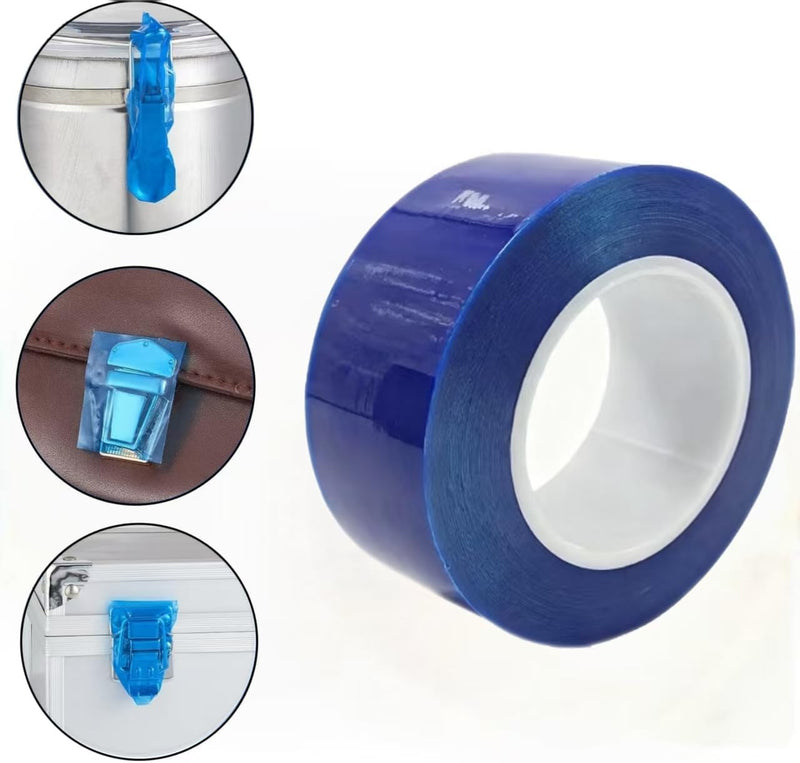 A roll of high Viscosity polyethylene Blue Adhesive Film, Suitable for Protecting car Wheels, Steel, Household appliances, Hardware and Other Materials, 2.8 inches high and 656.2 feet Long