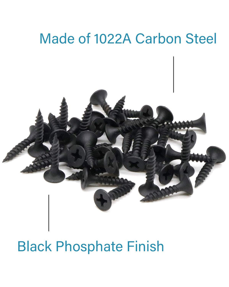 [Australia - AusPower] - 100pcs #6 x 3/4" Flat Head Phillips Drywall Screws Fine Thread Sharp Point Wood Screw, Carbon Steel 1022A, Black Phosphate #6 x 3/4" 100 