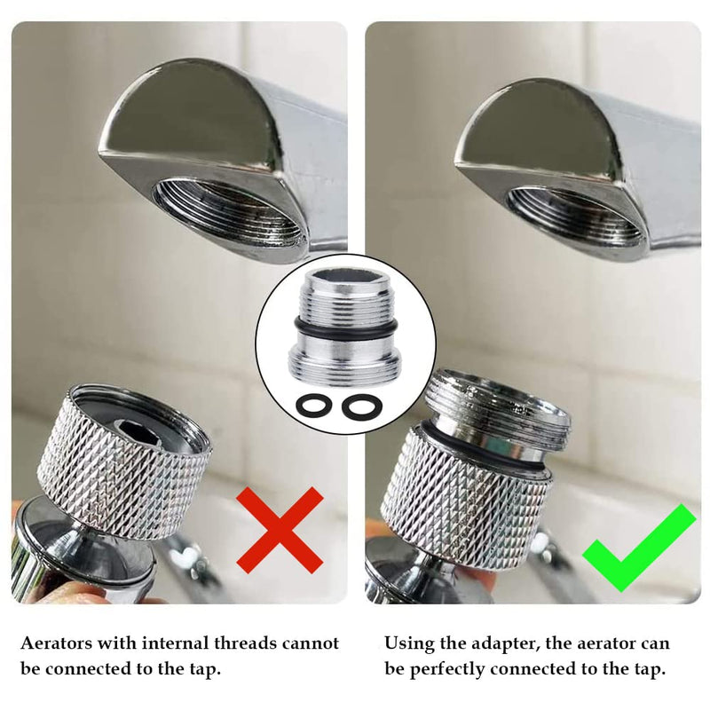 [Australia - AusPower] - BlueXP M18-M22 Male Thread Metal Tap Adapter with Rubber Seal for Bathroom Kitchen Water Purifier Pack of 2 2 Stück 