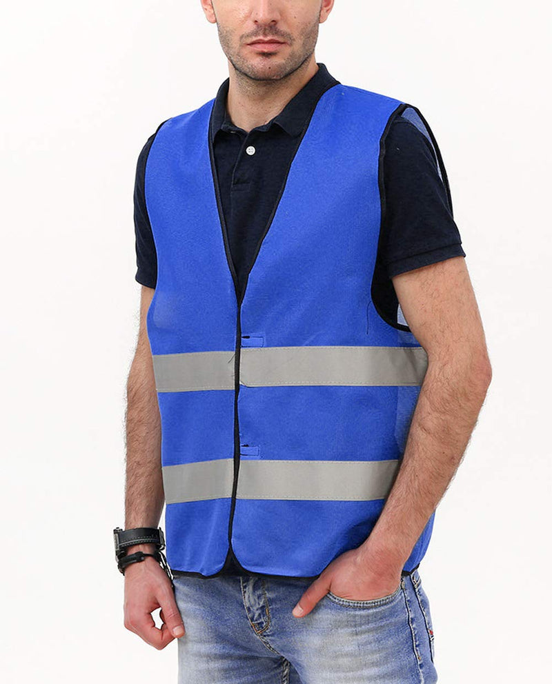 AIEOE Mens 5/10 Pack High Visibility Reflective Vest Hi-vis Bright Color Construction Safety Vest Blue-1