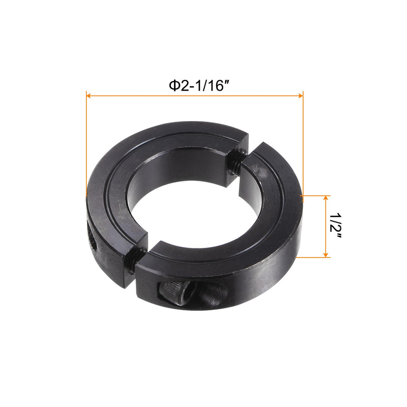 [Australia - AusPower] - 4pcs Shaft Collar for 1-1/4" Rod 2-1/16" OD 1/2" Width Black Oxide Plating Double Split Axle Clamp-On Collar with Set Screw 1-1/4" Bore 