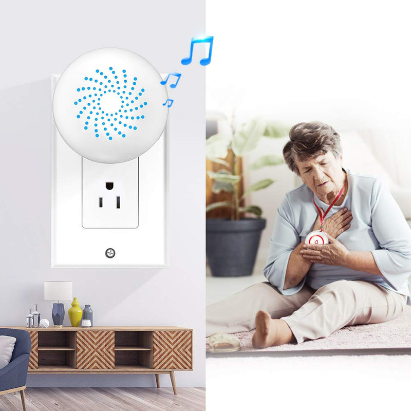 [Australia - AusPower] - SINGCALL Wireless Caregiver Pager Smart Call System 1 SOS Call Buttons/Transmitters 1 Plugin Receiver Nurse Calling Alert Patient Help System for Home Personal Attention 
