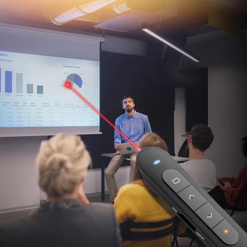 [Australia - AusPower] - Presentation Clicker PowerPoint Clicker with Laser Pointer, Wireless Presenter Remote Slide Clicker for Powerpoint Presentations for Mac, Keynote, Computer, Laptop Red-USB R78 