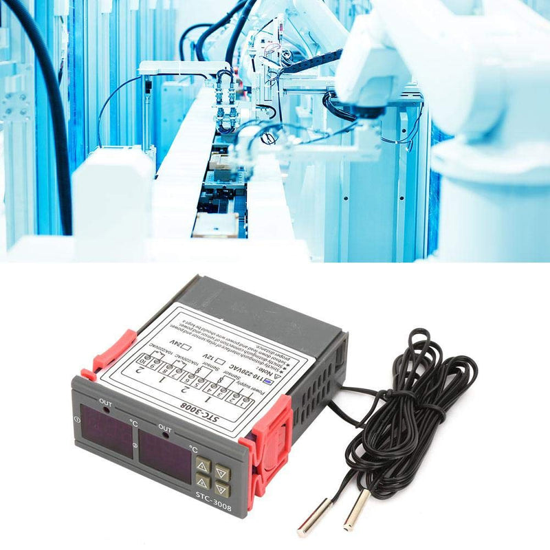 [Australia - AusPower] - STC-3008 Dual Display Dual NTC Probe Sensor Digital Temperature Thermostat Controller(110-220V) 