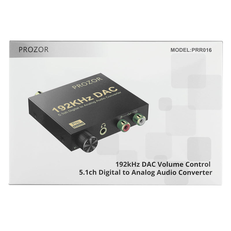 [Australia - AusPower] - PROZOR 192kHz Digital to Analog Audio Converter Support Dolby AC-3 DTS 5.1CH with Volume Adjustable, Optical to RCA DAC Decoder, Digital DAC Converter SPDIF TOSLINK to Stereo L/R & 3.5mm Jack small DAC Support Dolby AC-3 DTS 5.1CH 