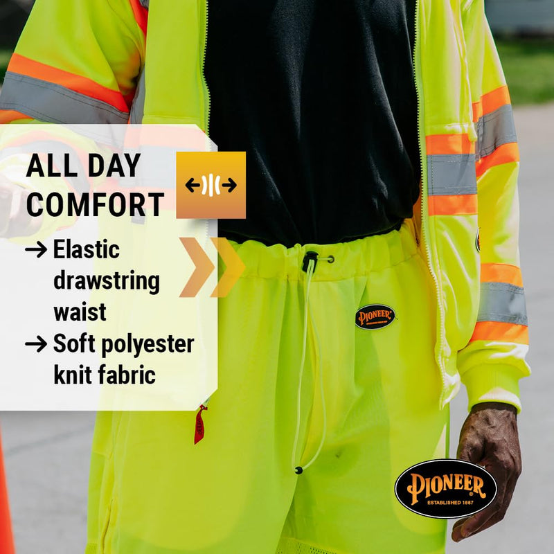 Pioneer Hi Vis Lightweight Traffic Safety Work Pants for Men & Women - Reflective Tape - Leg Zippers - Yellow/Green 3X-Large