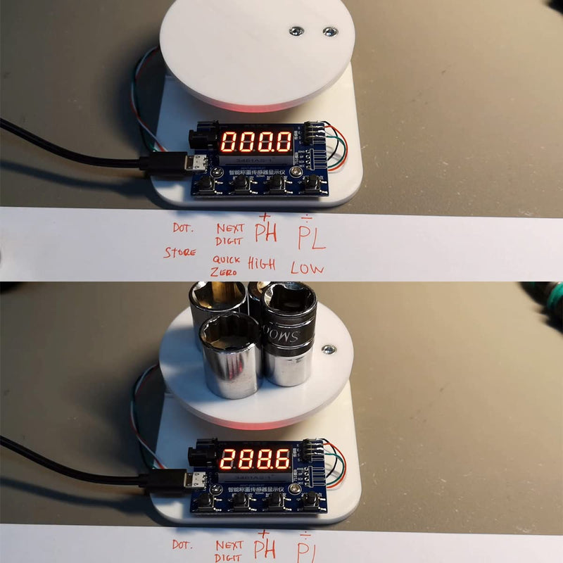 [Australia - AusPower] - HX711 Digital Load Cell Module A/D Module Weight Pressure Sensor Display 24 Bit Weighing Meter Electronic Scale Display Meter with Micro USB Cable without stand 