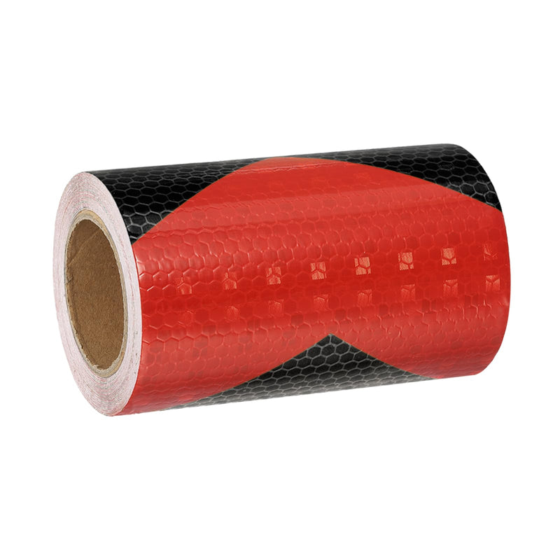 MECCANIXITY Reflective Tape, 4 Inch x 16 ft Trailer Reflector Tape Waterproof Warning Safety Sticker Night Reflector Arrow Tape for Bikes Cars Trucks, Red-Black 4 Inch x 16 Feet