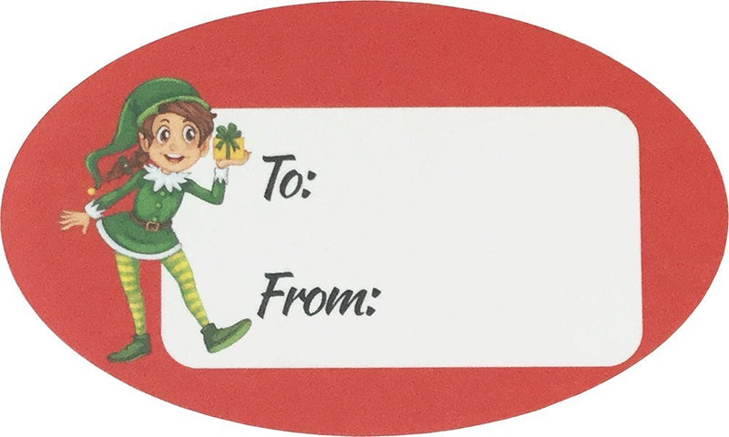 Elf Presents Gifts Tags Christmas Holiday to from Labels 1 1/2 x 2 1/2 Inch 100 Total Stickers