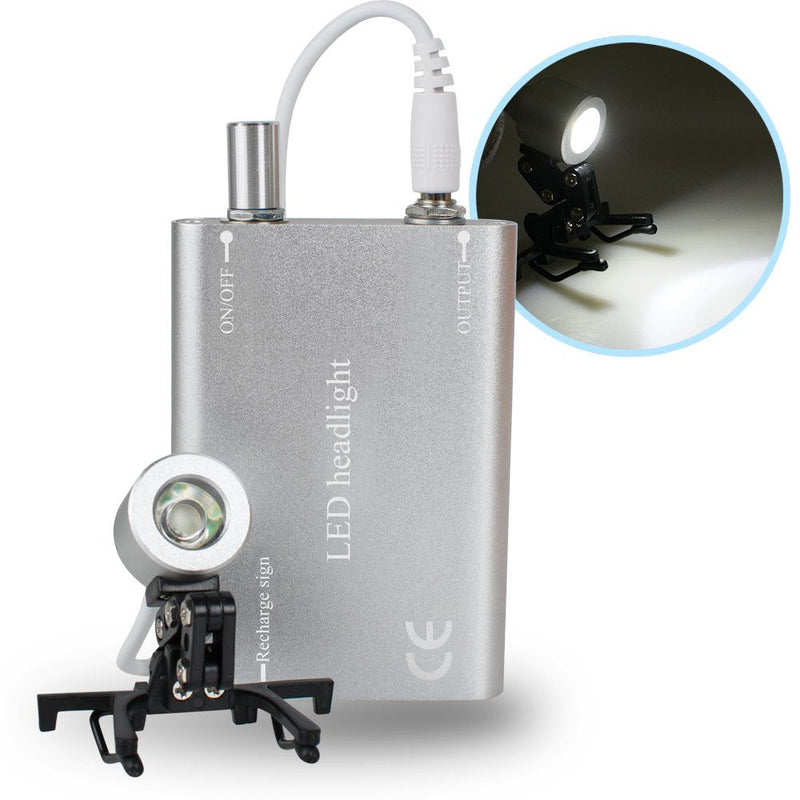 [Australia - AusPower] - Fencia Portable Dental Headlight, Surgical LED Head Light Lamp, High Brightness Medical Headlamp with Universal Clips on Binocular Loupes/Glasses - US Shipping 