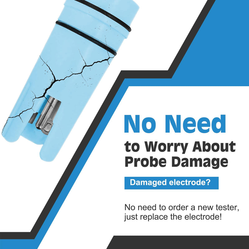 [Australia - AusPower] - Replacement pH Probe for YINMIK YK-4N pH Meter, pH Electrode with EC Calibration Solution and pH Storage Solution，Blue Color pH EC Electrode, Also Suitable for YK-4 and YK-4S 